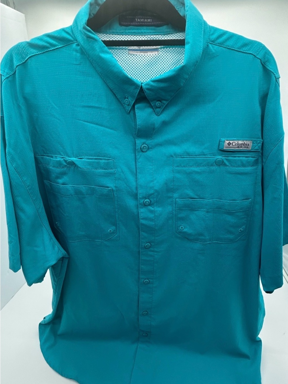 Columbia Men’s Teal Short-Sleeve Button-Down Shirt